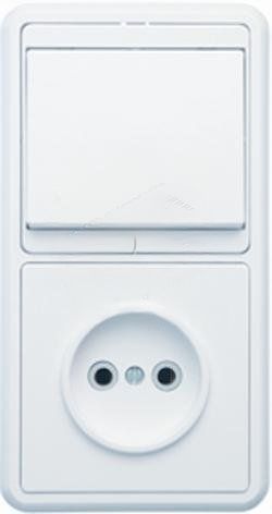 БЭЛЛА Блок  комбинированны скрытой установки (одноклавишный выключатель +розетка) БКВР-037, белый
