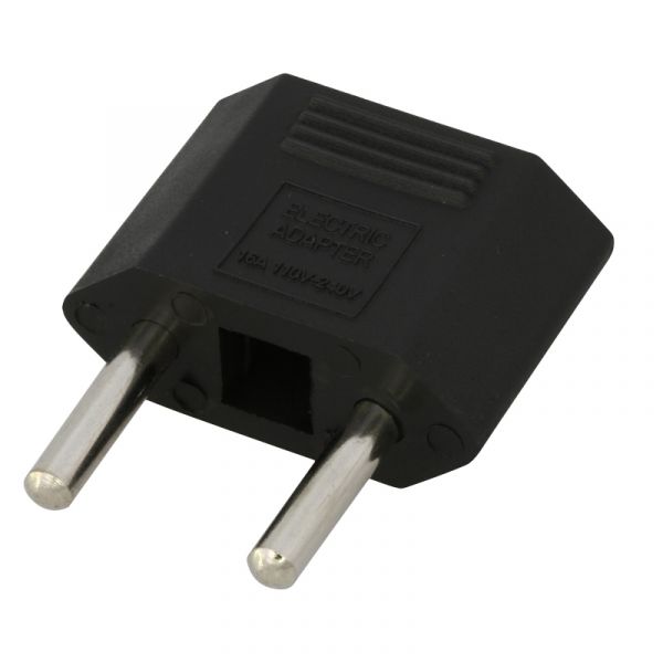 Адаптер сетевой переходник с Евро А/F на тонкую вилку С1 плоский 'Тефаль' 6А б/з черный 1 уп – 1 шт