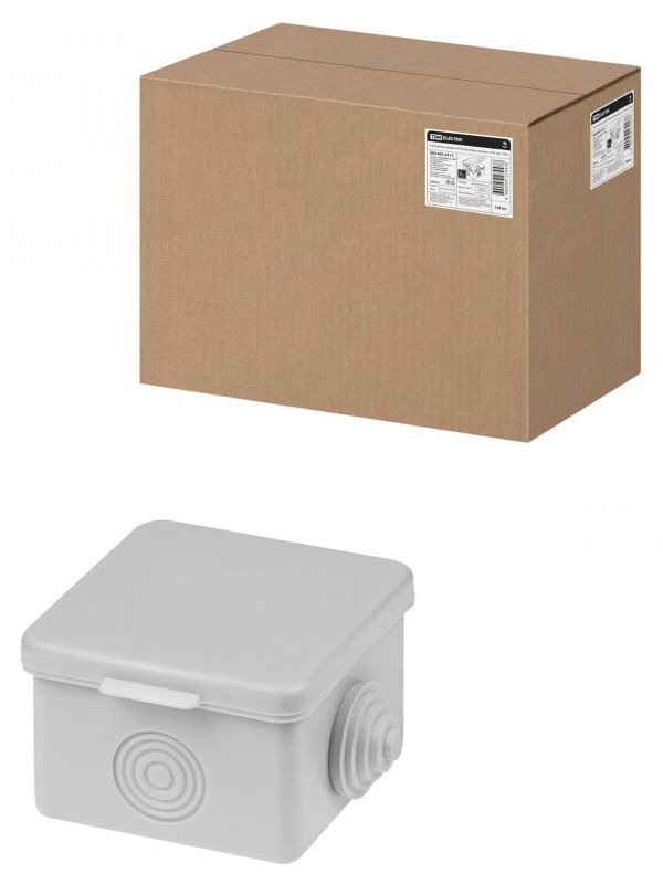 Распаячная коробка ОП 65х65х50мм, крышка, IP54, 4 входа