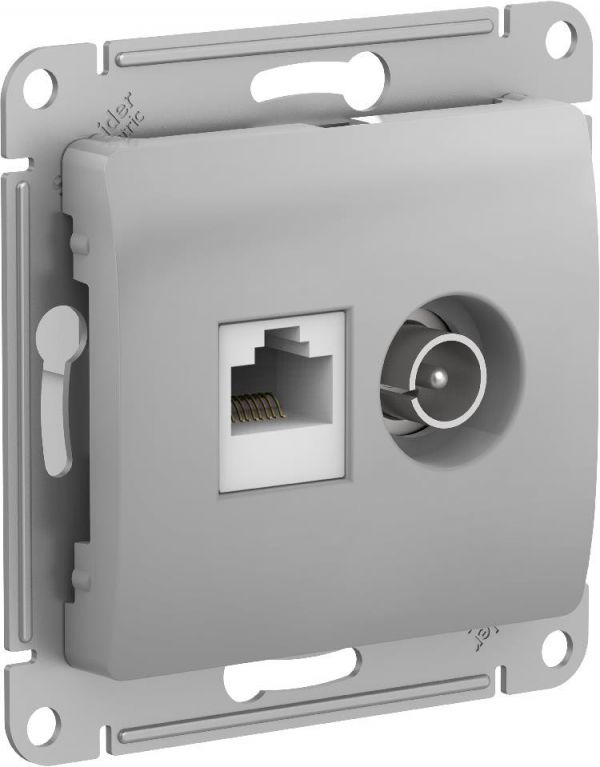GLOSSA РОЗЕТКА двойная ТВ + компьютерная RJ45, кат. 5Е, АЛЮМИНИЙ