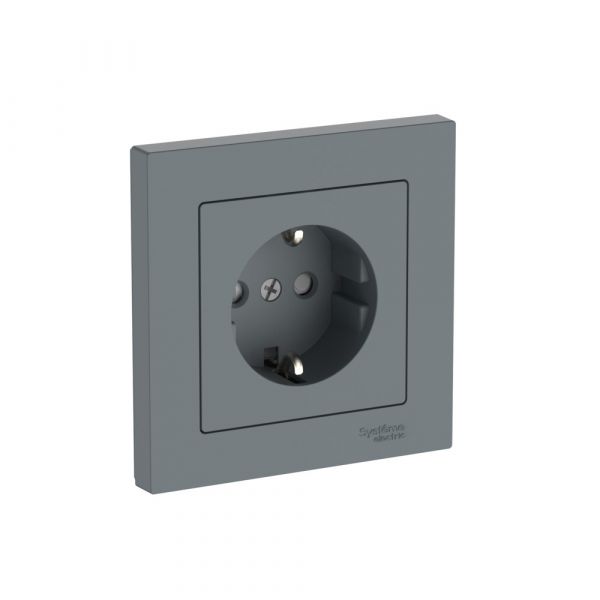 ATLASDESIGN РОЗЕТКА с заземлением со шторками, 16А, в сборе, быстрозажимные клеммы, ГРИФЕЛЬ