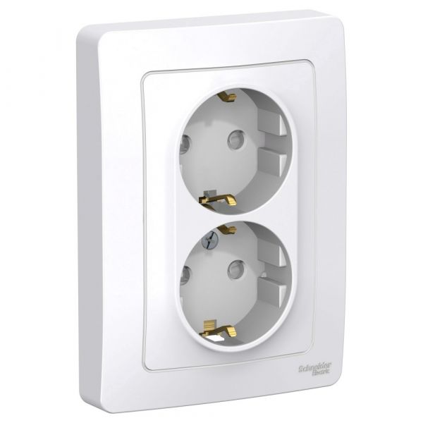 BLANCA скрытой установки розетка двойная с заземлением со шторками, 16А, 250В, белый