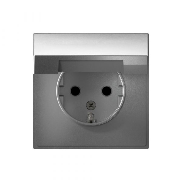 ARTGALLERY розетка с заземл. со шторк. с крышкой, 16А, IP20, механизм, алюминий