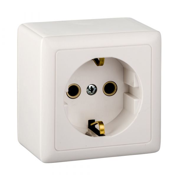 ХИТ Розетка наружная с заземлением 16А белая