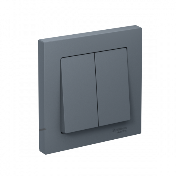 Выключатель двухклавишный ATLASDESIGN схема 5 10АХ в сборе грифель