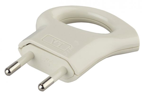 Вилка б/з 6A с кольцом непрямой ввод белая 10/200/9600 V1