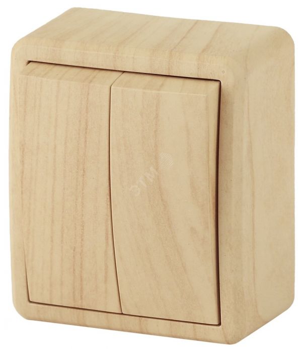 Выключатель двухклавишный наружный (открытой установки) IP20 сосна 10А 250В винтовые зажимы ЭРА Эксперт 11-1204-11