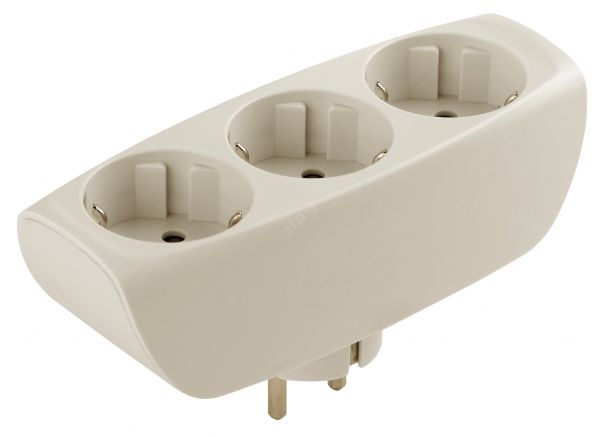 Тройник 3 гнезда, c заземлением, со шторками слоновая кость 10/60/960 SP-3e-I