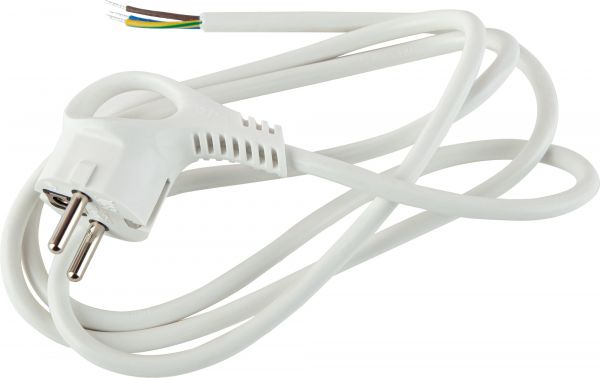 Шнур сетевой с вилкой U-3x1-2m-W с заземлением 2м ПВС 3х1мм2 белый