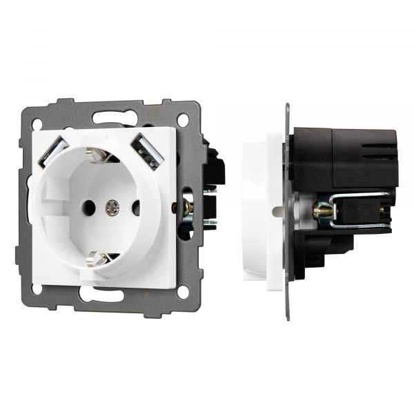 Механизм розетки с USB зарядкой SCT-MUAA-PL-WH-V 250V, 16A