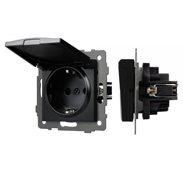 Механизм розетки влагозащищённый SCT-MCP-PL-BK-V 250V, 16A