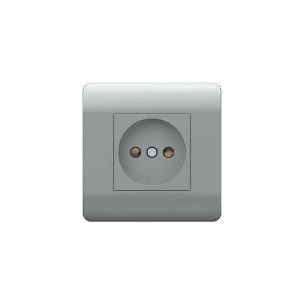 Розетка б/з со шторками, 16А, серебряный