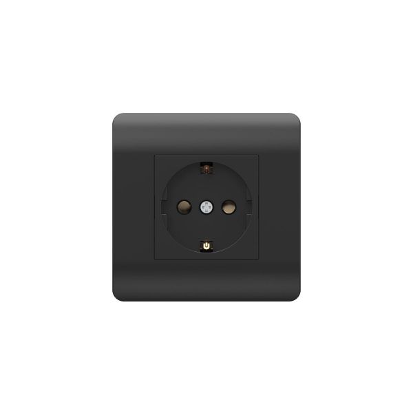 Розетка с/з со шторками, 16А, черный