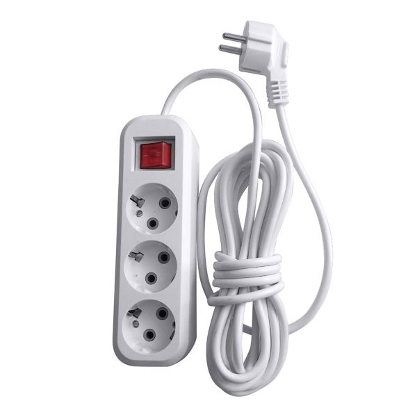 Удлинитель 3-местный с/з с выключателем 3x0.75 7м 250В 10А Home HM03-31-07 У10А-002 белый