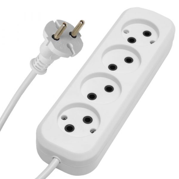 Удлинитель 4-местный б/з 2x0.75 3м 250В 10А HM01-40-03 У10-429 белый STEKKKER