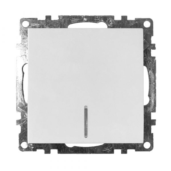 Выключатель 1-клавишный c индикатором, Катрин, белый,