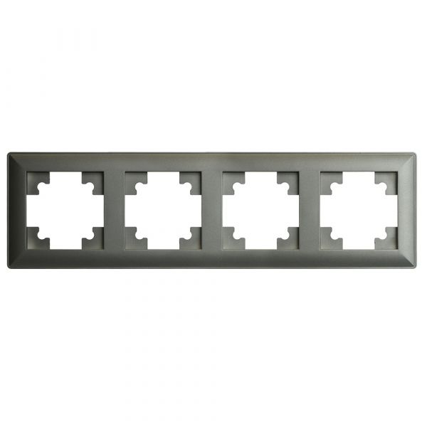 Рамка четырехместная пластик серия Катрин графит STEKKER