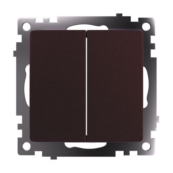 Переключатель двухклавишный (механизм) серия Катрин шоколад STEKKER