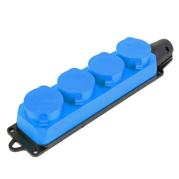 Розетка переносная 4-местная c/з каучук Одри RST16-24-44-4 синий