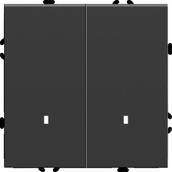 Выключатель 2-клавишный c индикатором (механизм) 250В, 10А, серия Эмили, черный уголь, soft touch