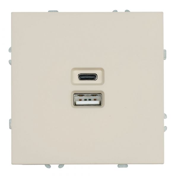 Розетка 2-местная USB + Type C (механизм) 250В 20W кашемир soft touch серия Эмили STEKKER