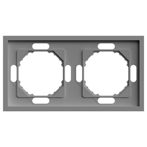 Рамка 2-местная, Эмили,, платиново-серый, soft touch