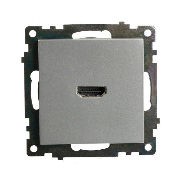 Розетка HDMI 2.1 Type A (механизм) серия Катрин серебро STEKKER