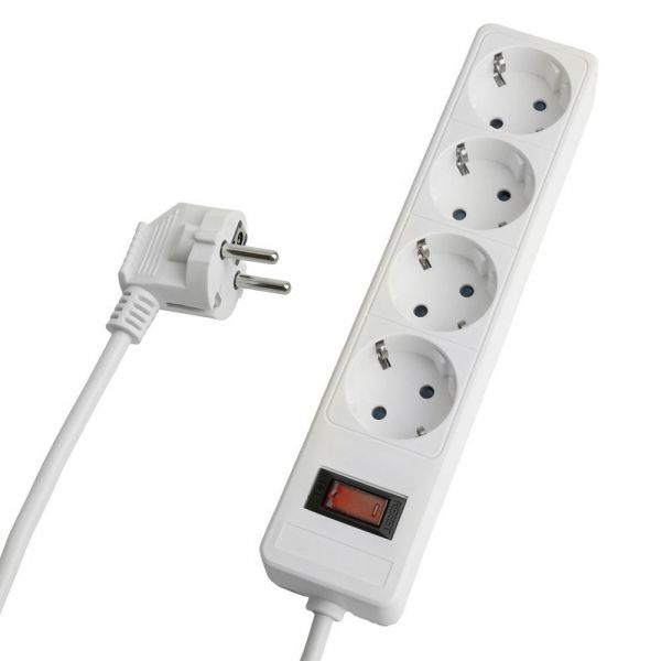 Фильтр сетевой 4-местный с/з 3x1 мм2 3 м 230 В 13 А белый HM20-41-03