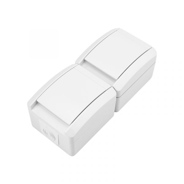 Блок вертикальный 2 розетки INDUSTRIAL IP54 с заземлением, о/у, белый