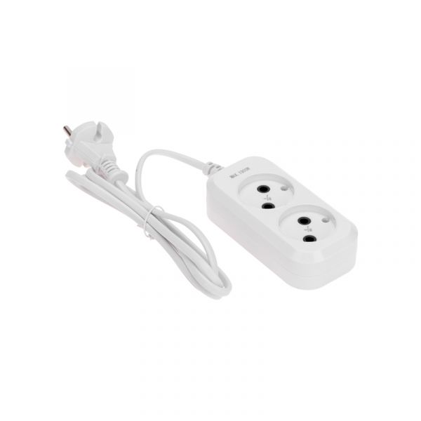 Удлинитель 2 гнезда, 1,5 м, 2х0,75 мм2, б/з, белый