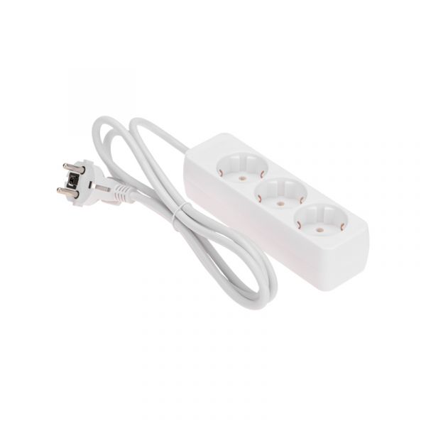 Удлинитель 3 гнезда, 1,5 м, 3х0,75 мм2, с/з, белый