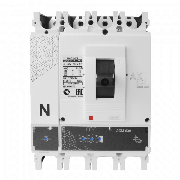 Выключатель автоматический в литом корпусе ВА55-65 603ЭБМ400-С-PRO 4P/400A/ЭБM/65кА