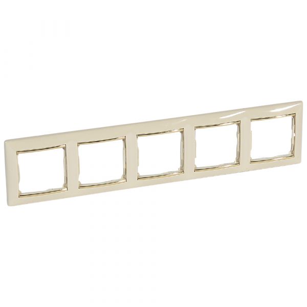 Рамка 5-местная слоновая кость (золотой штрих) VALENA