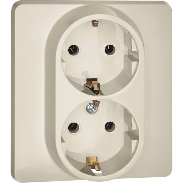 Розетка 2-местная с заземлением без защитных шторок 16А в сборе слоновая кость INSPIRIA
