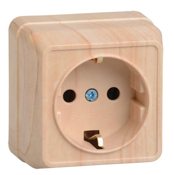 OKTAVA Розетка 1-местная с заземлением для открытой установки 16А РС20-3-ОС сосна GENERICA