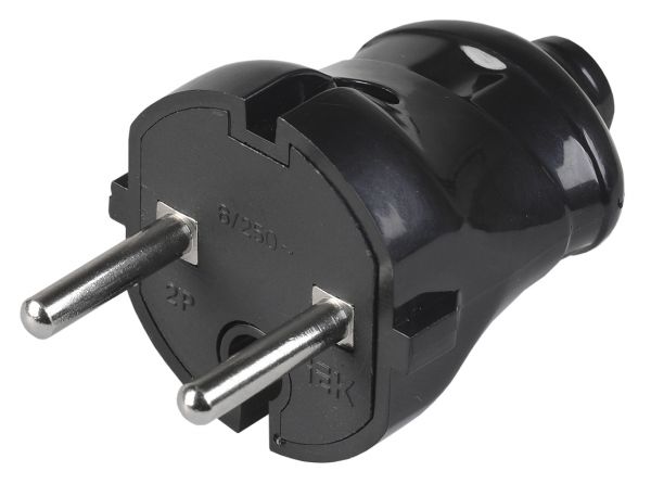 Вилка штепсельная черная 6 А