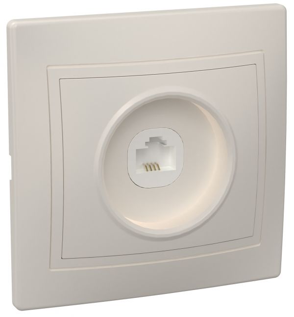 KVARTA Розетка 1-местная телефонная RJ11 РТ10-ККм кремовый GENERICA