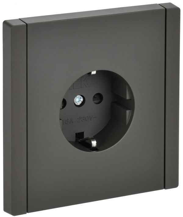 FORTE&PIANO Розетка 1-местная с заземлением с защитными шторками безвинтовое крепление 16А FP313 серый IEK