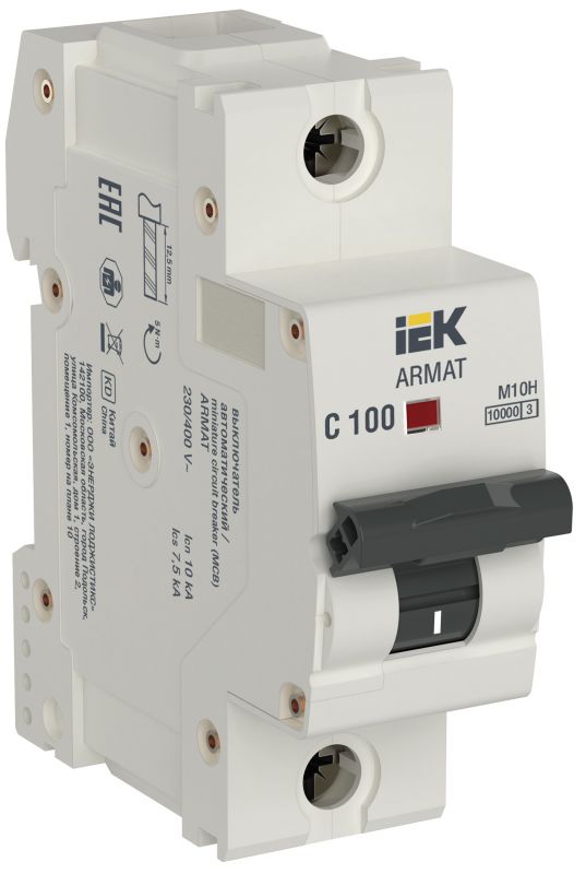 Выключатель автоматический M10H 1P C 100A
