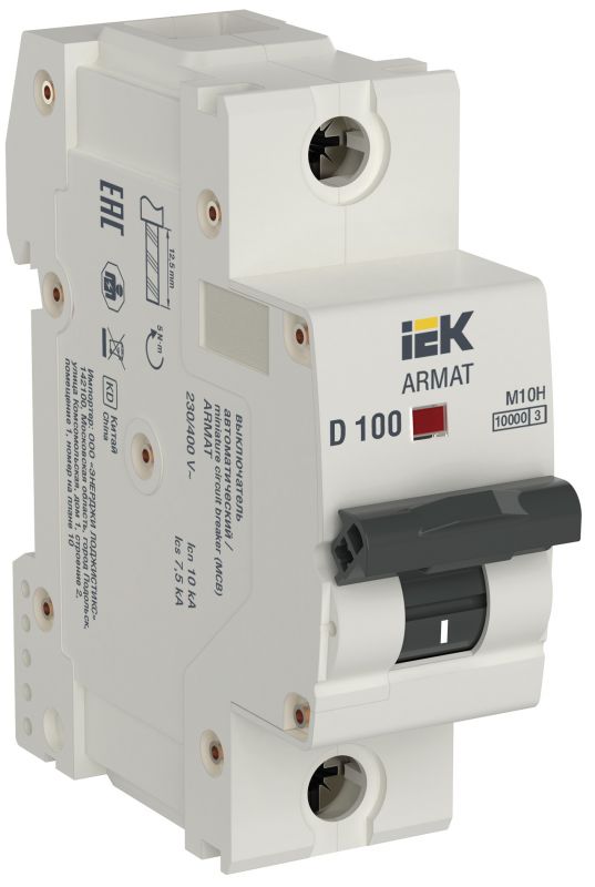 Выключатель автоматический M10H 1P D 100A