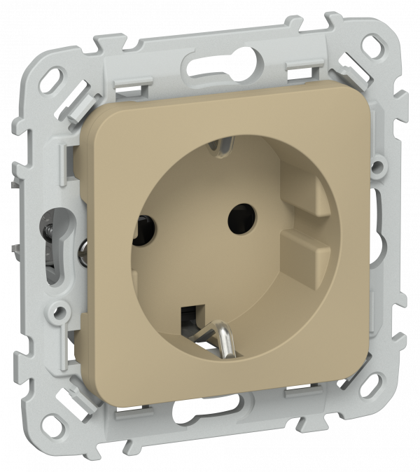 FLITE Розетка с заземлением с защитными шторками безвинтовое крепление 16А РСш11-1-ФлХ хаки IEK