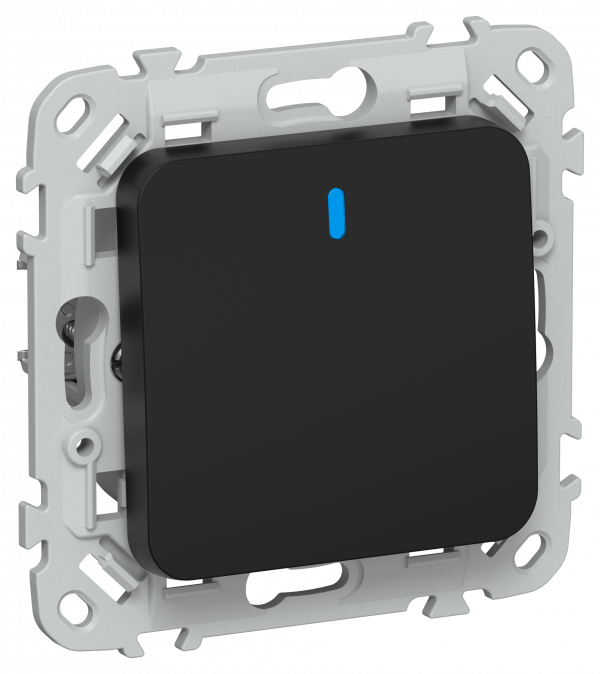 FLITE Выключатель 1-клавишный проходной с индикацией 10А ВС61-1-1-ФлЧ черный IEK