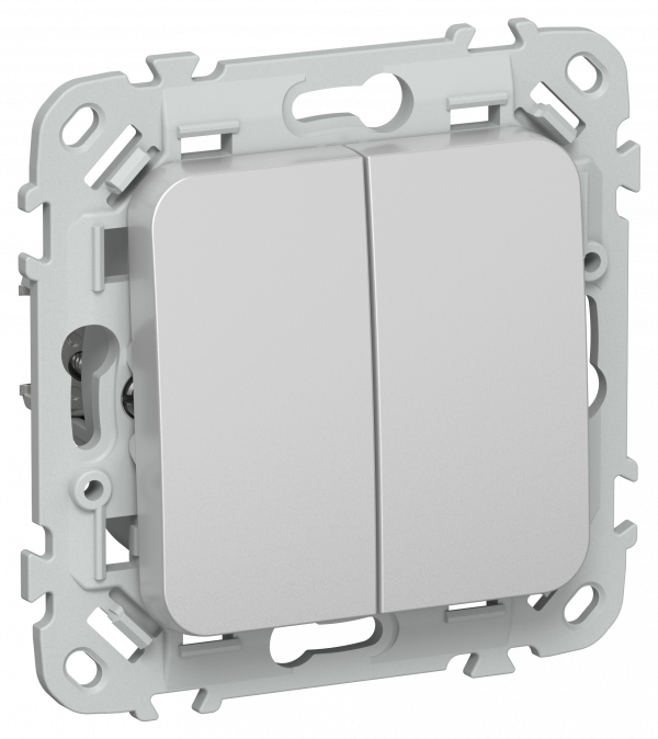 FLITE Выключатель 2-клавишный 10А ВС12-1-0-ФлА алюминий IEK