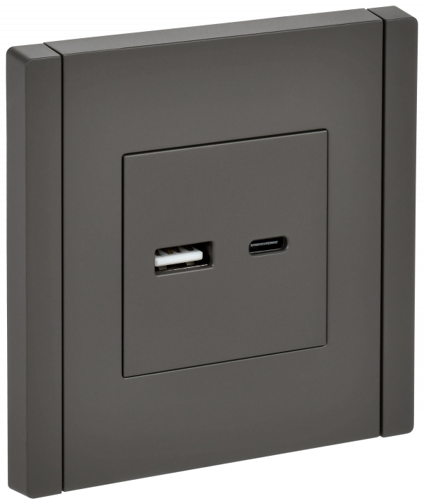 FORTE&PIANO Розетка USB A+C 18Вт FP351 серый IEK