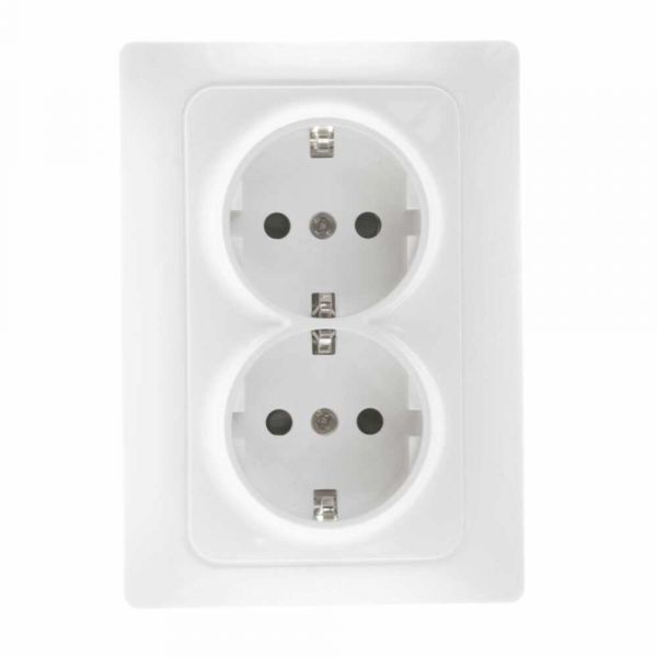 Розетка Bravo 2-ой с/з с з/ш, механизм, 16А, 250В, белый