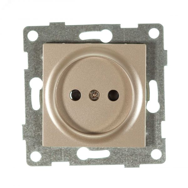 Розетка однопостовая Ugra б/з с з/ш, механизм, 16А, 250В, шампань