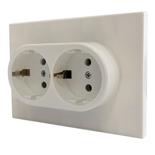 Розетка двухпостовая Ugra с/з с з/ш, механизм, 16А, 250В, жемчуг