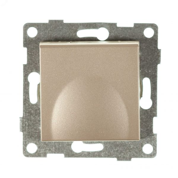 Розетка однопостовая Ugra с/з с з/ш и крышкой, механизм, 16А, 250В, шампань