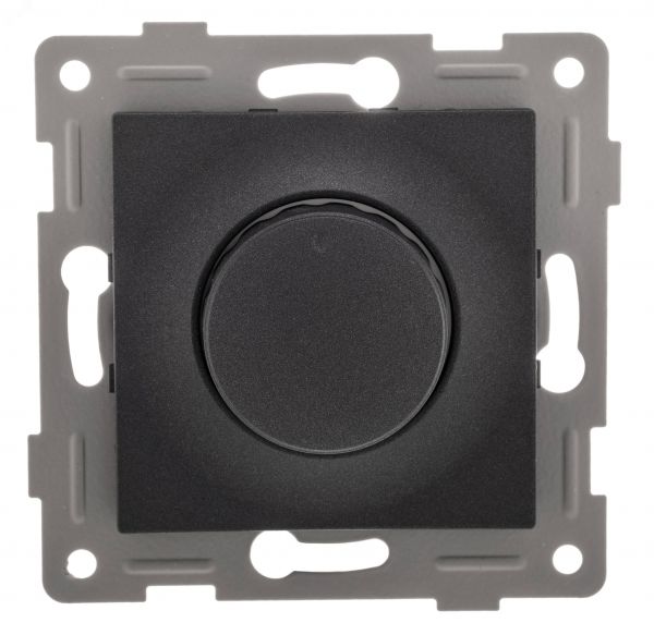 Диммер Ugra, 500 W, механизм, с накладкой и воротком, графит