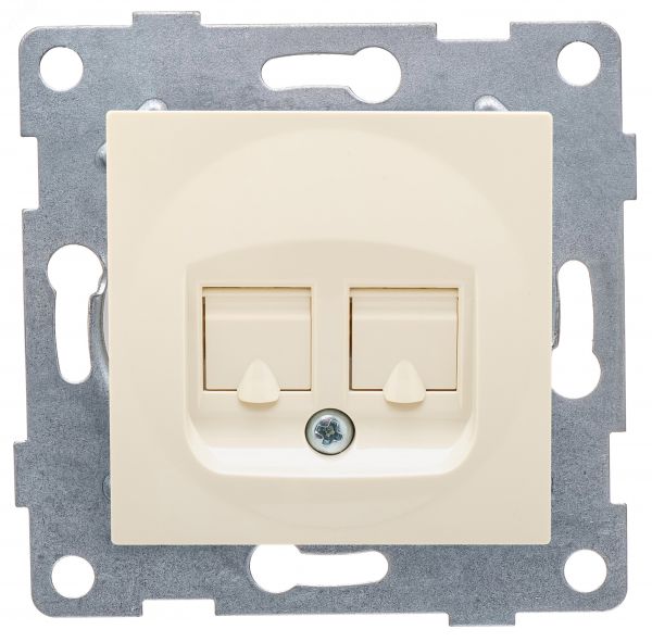 Розетка компьютерная RJ45 Ugra, механизм, двойной, бежевый
